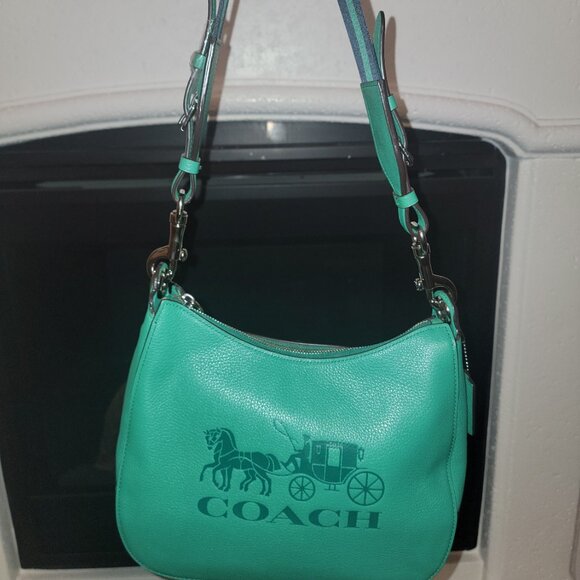 Coach Jes Hobo Horse Carriage Logo Leather Shoulder Bag EUC - Picture 5 of 7